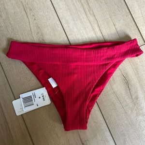 L*Space Veronica Red Ribbed Bikini Bottom size medium